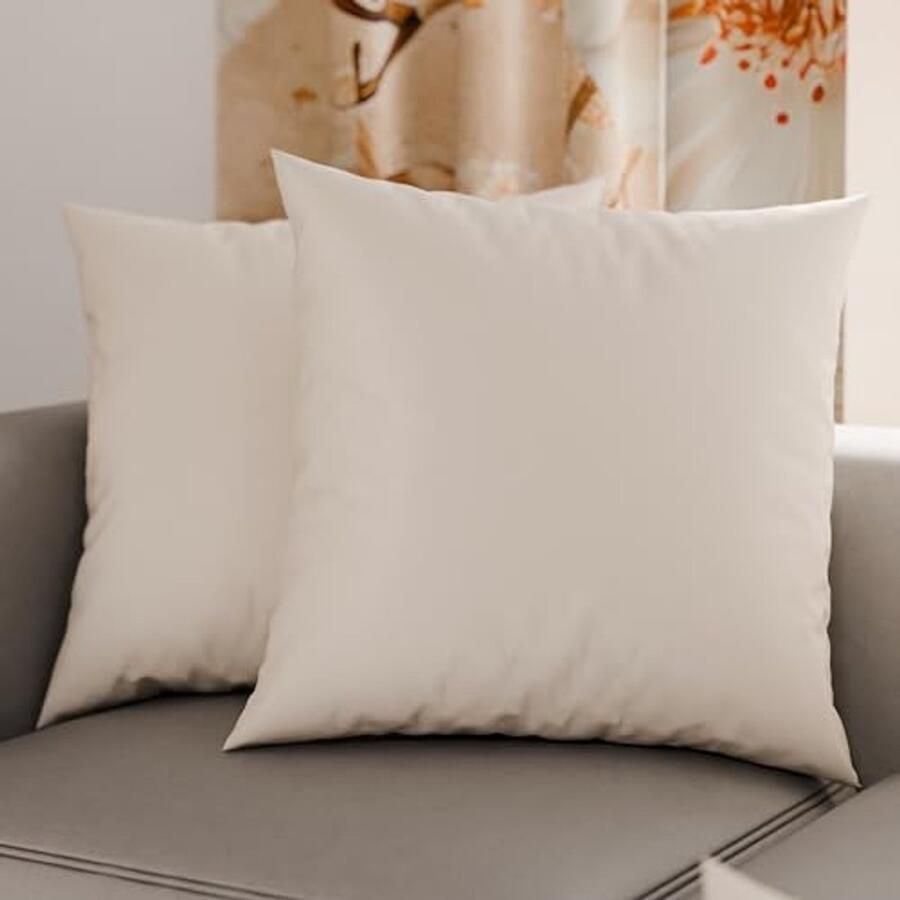 Decoratieve Kussenslopen 40 x 40 cm van Microvezel Set van 2 Crèmekleurig voor Slaapkamer en Bank