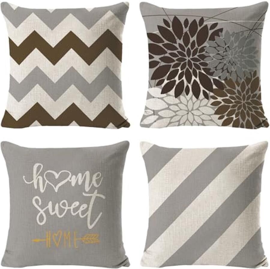 Decoratieve Kussenslopen 45 x 45 cm met Geometrisch Patroon 4 Stuks voor Bank Bed Auto en Tuin