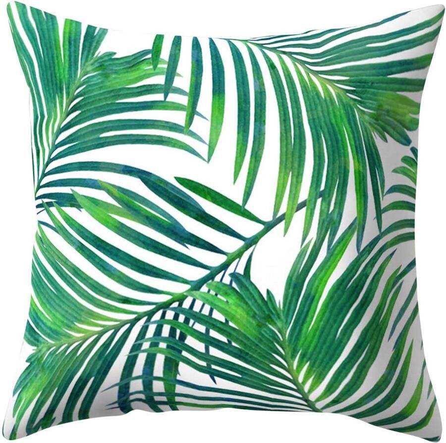 Decoratieve kussenslopen met tropische groene bladeren palmbomenbladeren in linnen voor buitenbank patio bank autodecoratie