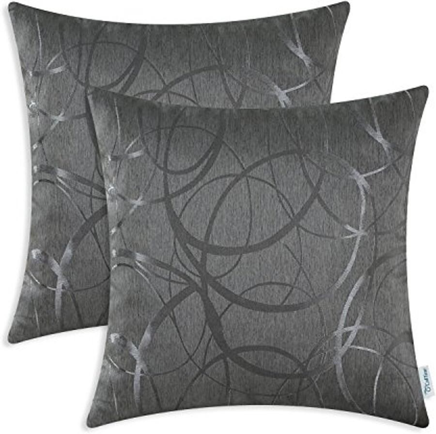 Decoratieve Kussenslopen set van 2 Geometrische Cirkel Design voor Bank 45 cm x 45 cm Grijs