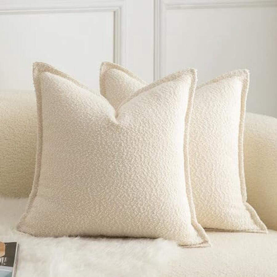 Decoratieve kussenslopen set van 2 geweven textuur super zacht voor bank en slaapkamer beige 65 x 65 cm