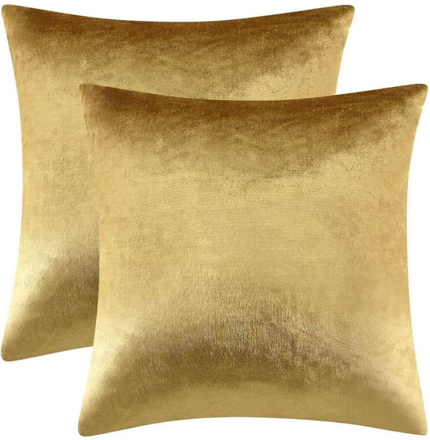 Decoratieve kussenslopen van goudkleurig fluweel 45x45 cm kussenslopen voor banken en bedden 2-pack zachte kussenhoezen
