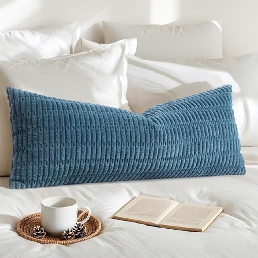 Decoratieve Lumbale Sierkussenhoes 40 x 80 cm Boho Gestreepte Kussenhoes voor Bank Slaapkamer en Auto Groenblauw