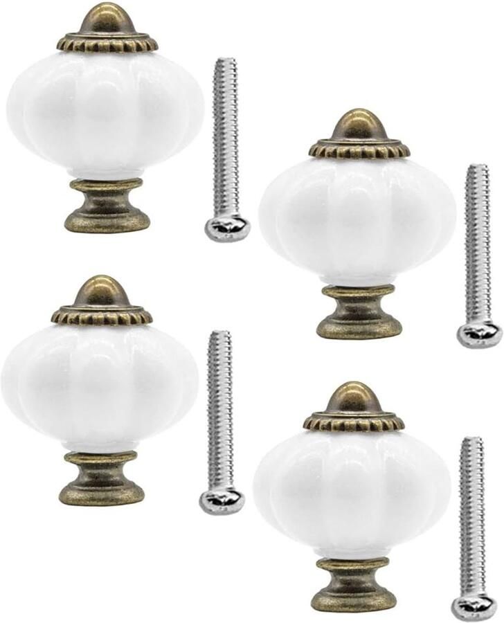 Decoratieve meubelgrepen vintage charme set van 4 keramiek en messing