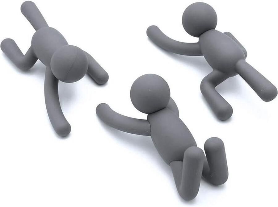 Decoratieve kapstokhaken set van 3 donkergrijs voor jassen sjaals tassen rugzakken