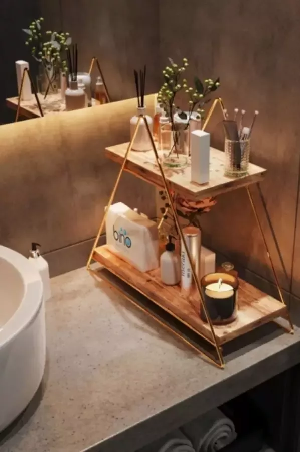 Decoratieve Organizer-Driehoekig- Tafelserveerrek- Plank- Decoratieve Keuken- Badkamerorganisator- 2 laags