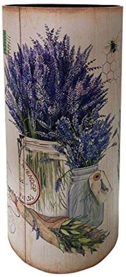 Decoratieve Paraplubak met Druppelvanger Rond MDF Canvas in Beige Shabby