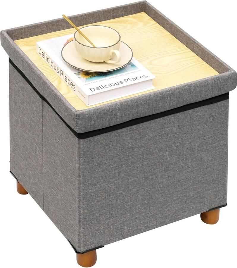 Decoratieve Poef – Vierkante Opberg- en Voetenbank voor Woonkamer Slaapkamer of Hal Blauw 38 x 38 x 38 cm