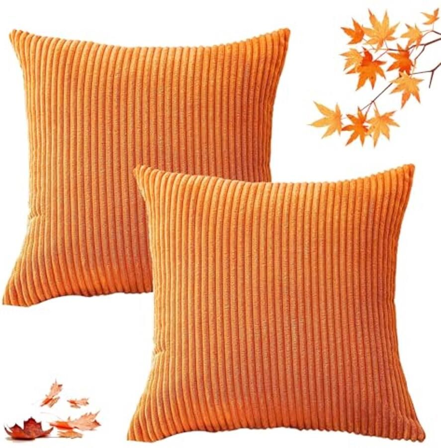 Decoratieve ribfluwelen kussenslopen Set van 2 voor bank en slaapkamer