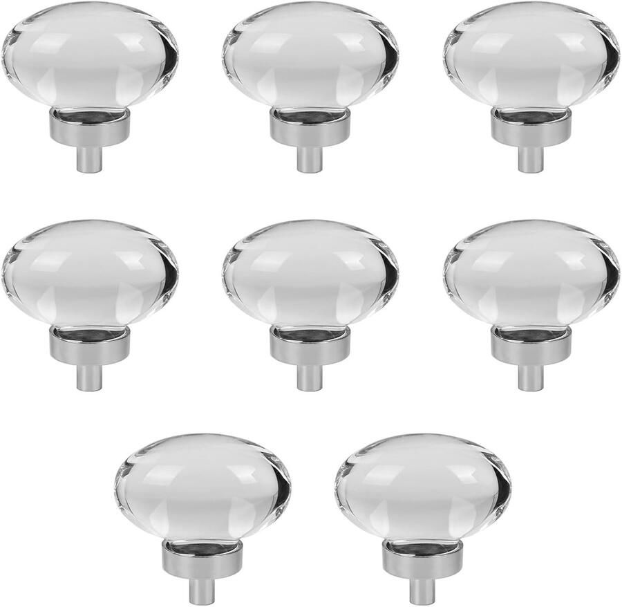 Decoratieve ronde knoppen glazen deurgrepen 8 stuks 45 mm