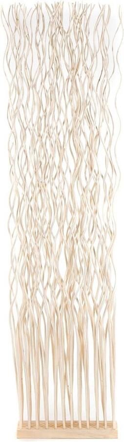 Decoratieve Ruimteverdeler Scheidingswand Wave 170x40 cm Rieten Hout Paravent in Gebleekte Kleur