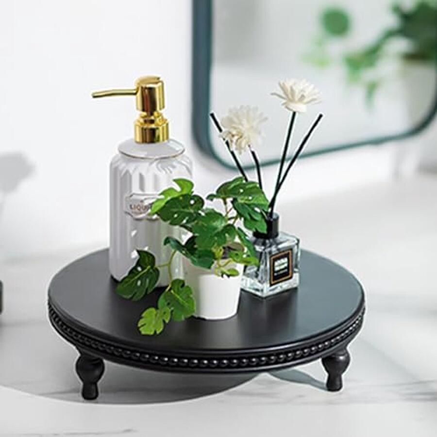 Decoratieve salontafel tray 12 inch met zwarte kralen voor woonkamer en keuken