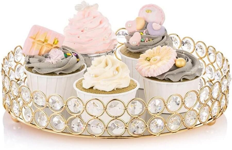 Decoratieve spiegel dienblad kristallen kaptafel dienblad 25cm Dia- Graceful dienblad voor parfum sieraden kaarsen en make-up