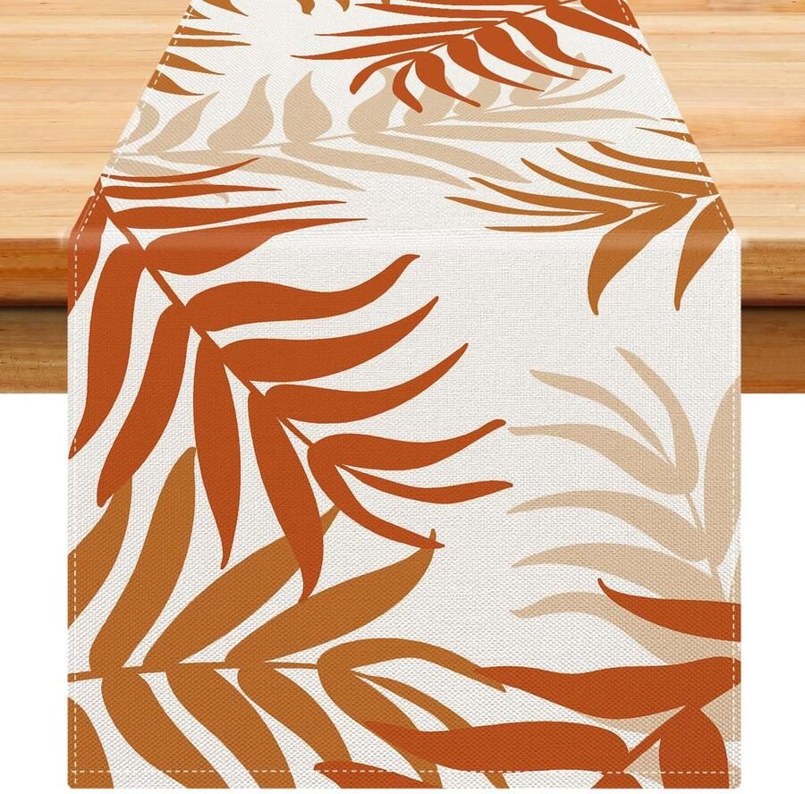 Decoratieve tafelloper Bladpatroon 1 stuk Polyester 40 x 140 cm