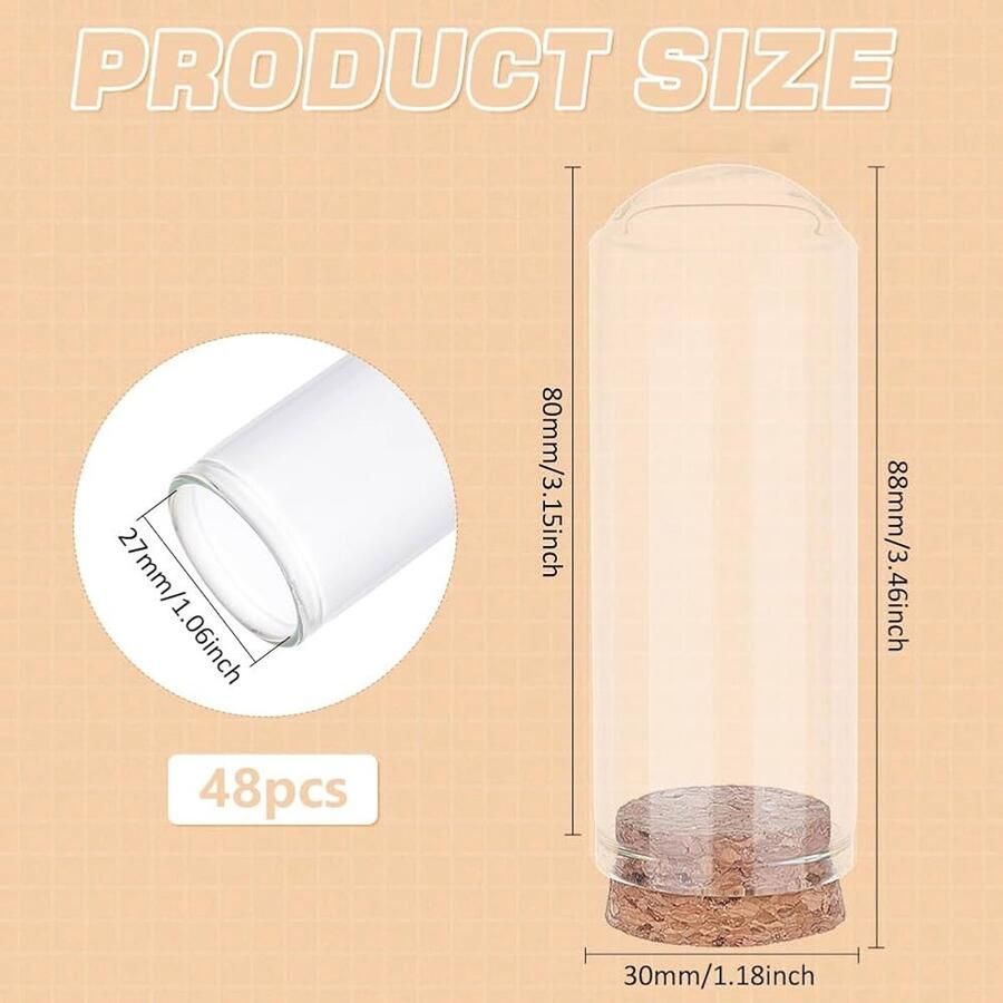 Decoratieve vitrinekast displaycloche voor bloemen set van 48 80 x 30 mm