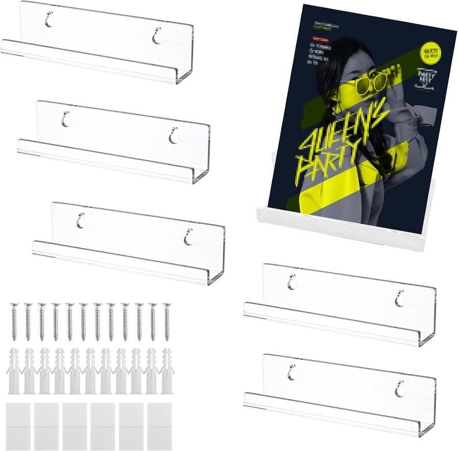 Decoratieve wandplanken set van 6 acryl 10 x 3 5 x 3 cm