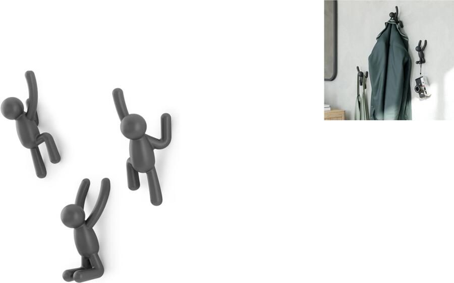 Decoratieve Zelfklevende Wandhaken in Humanoïde Vorm voor Jassen en Accessoires 3 Stuks Set paddenstoelvormige kapstokhaken