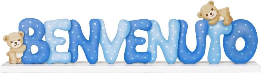 Decoration birth child table decoration wood lettering welcome wood blue bear table decoration party guest gifts birth welcome christening