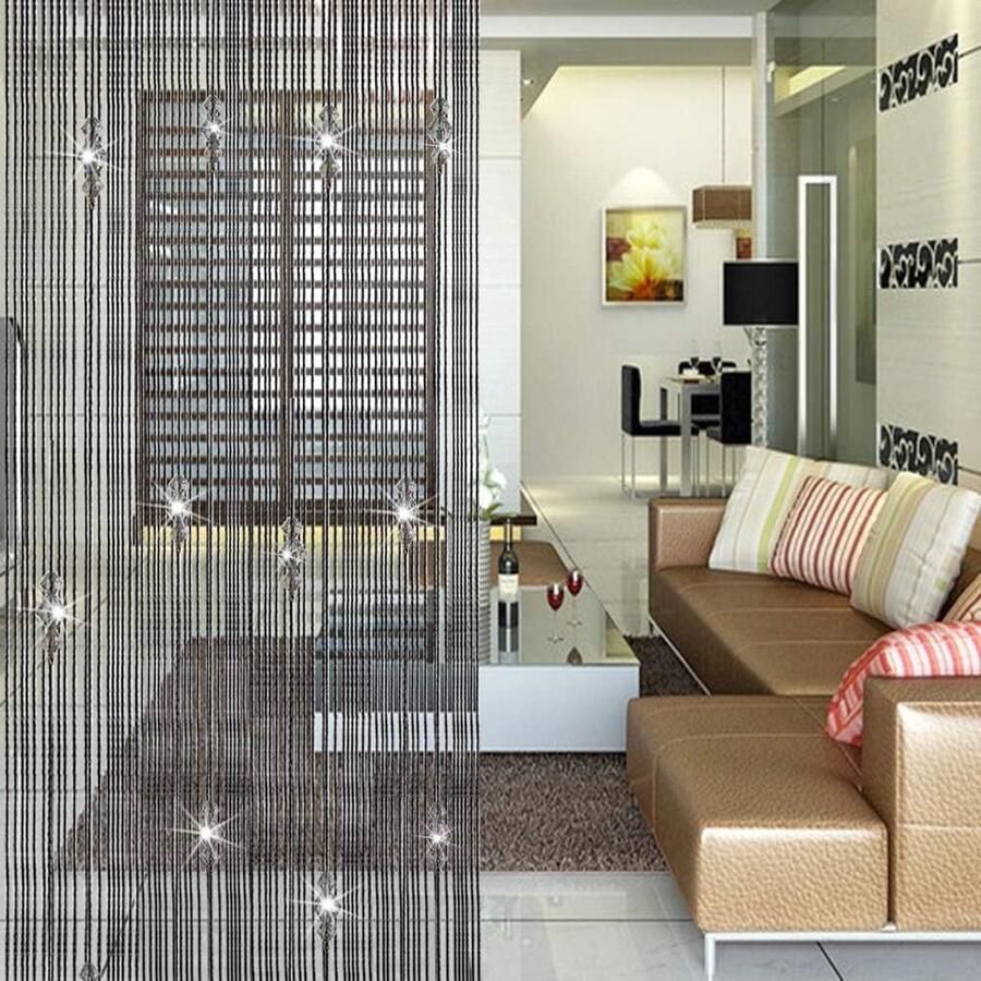 Decorative Door Curtain Crystal Bead Curtain Wall Panel Redsa Room Divider Roller Blind Home Decoration Café Black Deurgordijn