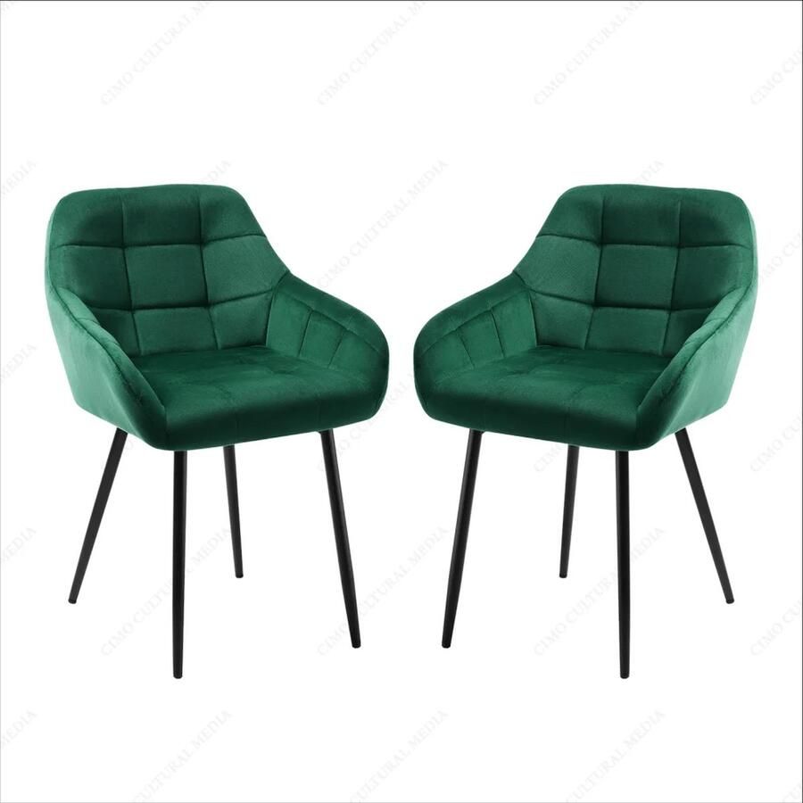 Decotopia Eetkamerstoelen Groen Stof Fluweel 2st