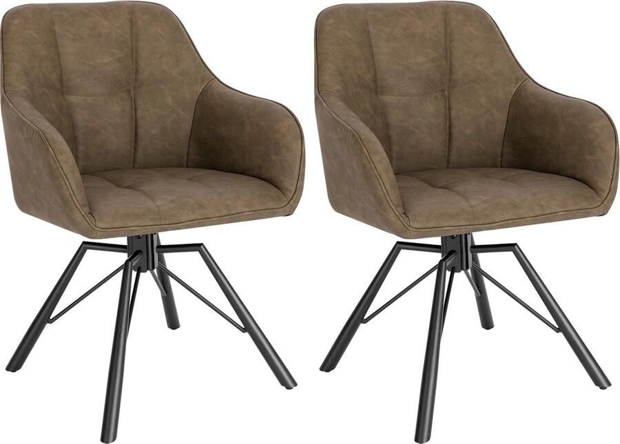 Eleganza Maison Eetkamerstoelen set van 2 Luxueuze Velvet Stoelen Stoel Draaibaar Fluweel Bruin 58 5x54 5x82 5 cm