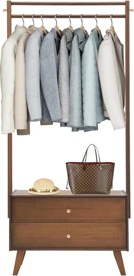 Decotopia Kapstok Garderobe Rek Met Lades Kledingrek Jassenhanger 70 cm Bruin