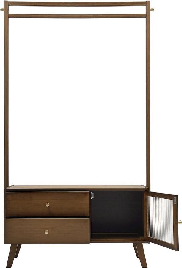 Decotopia Kapstok Garderobe Rek Met Lades Opbergvak Kledingrek Jassenhanger 88 cm Bruin