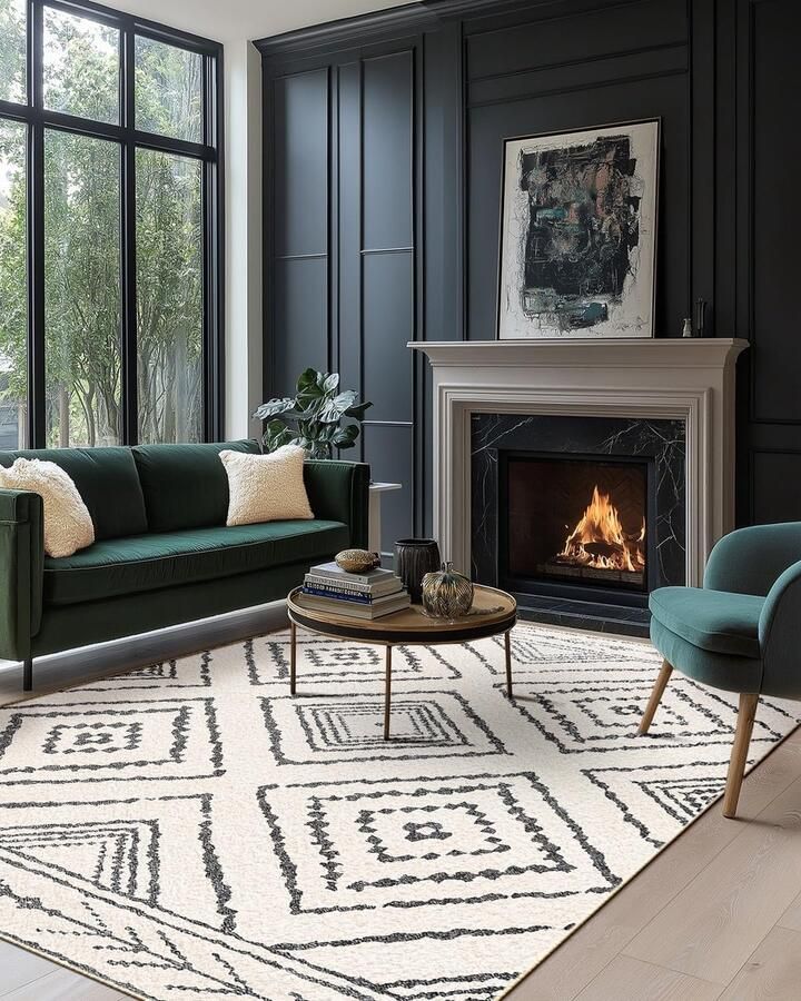 DEFYNEE Dirt Trapper Mat 60 x 90 cm antislip deurmat voor entree voordeur en gang waterafstotend machinewasbaar ideaal voor honden en huisdieren zwart-wit