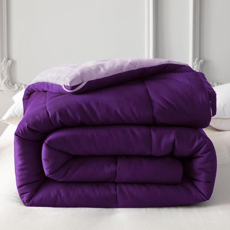 Dekbed 155 x 220 cm 300 g m² microvezel zacht en ademend voor tweepersoonsbed gewatteerd dekbed voor 4 seizoenen paars