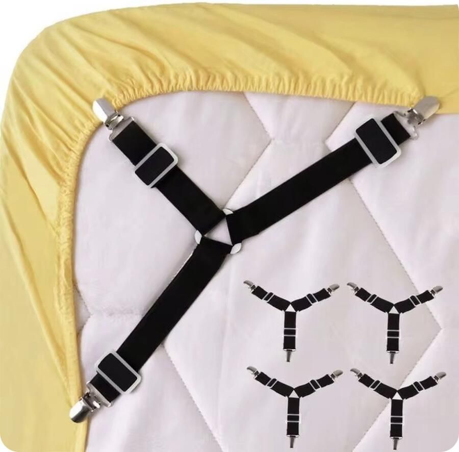 Dekbed Aanspanner Clips 4 stuks Wit Bed Laken Spanners Hoge Kwaliteit Bedlaken Clips Lakenspanners Dekbed Klemmen Verstelbaar Hoeslaken Klem Bretels voor Hoeslaken Gebruiksvriendelijk Bed Opmaken