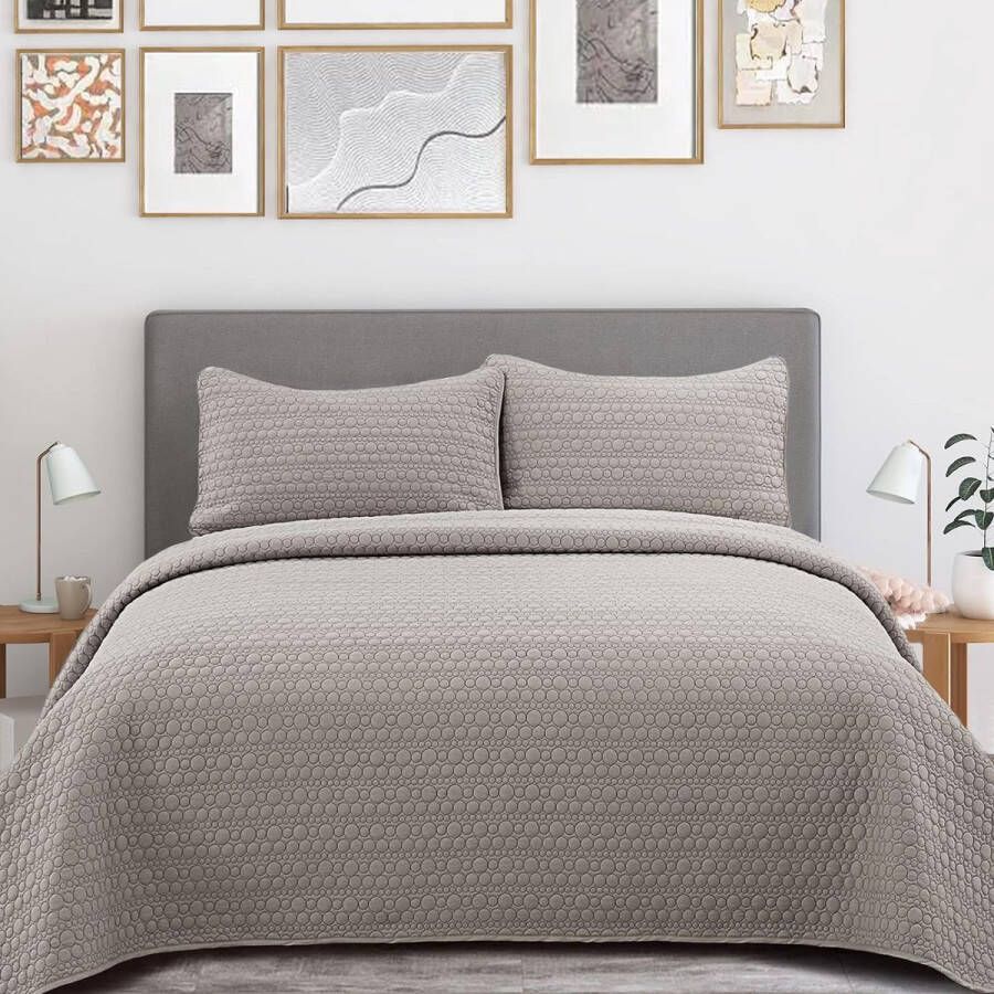 Dekbed Sprei Dekbed Quilt Patchwork Omkeerbaar Design Cirkelpatroon Tweepersoonsbed Deken Gewatteerd Inclusief 2 Kussenslopen