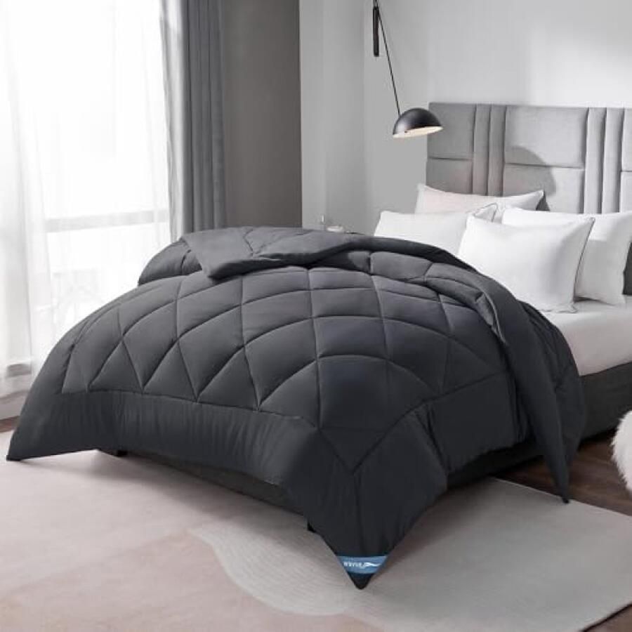 Dekbed voor tweepersoonsbed 4 seizoenen van microvezel 220 x 240 cm grijs