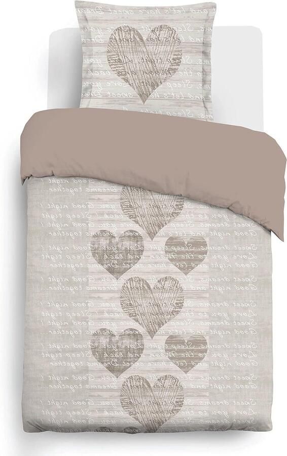 Dekbedovertrek 140 x 200 cm met 1 kussensloop voor eenpersoonsbed – 100% katoen Alice Beddengoedset