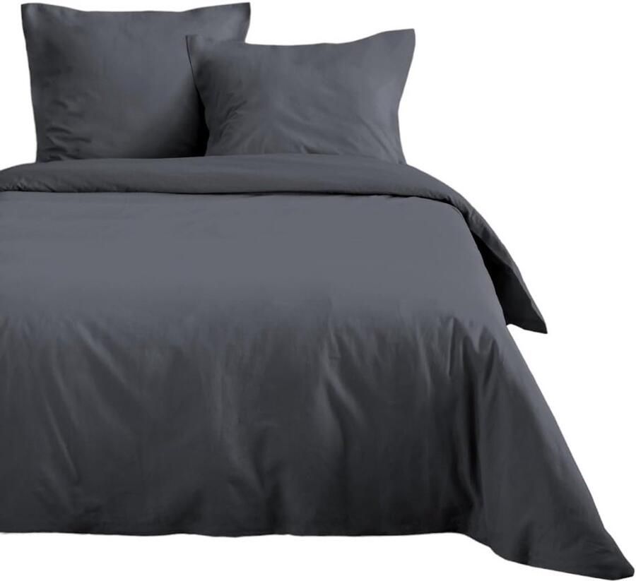 Dekbedovertrek 240 x 220 cm – 100% Katoen Oeko-Tex Gecertificeerd – Effen Kleur Leisteen – Ideaal voor Tweepersoonsbed of Queensize