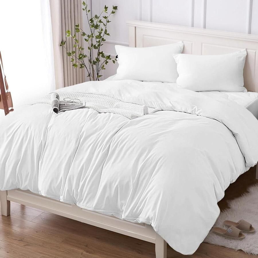 Dekbedovertrek 240 x 220 cm 100% katoen Tweepersoonsbed Premium katoenen beddengoedset Oeko-Tex Wit Hypoallergeen dekbedovertrek 240 x 220 katoenen - Foto 2