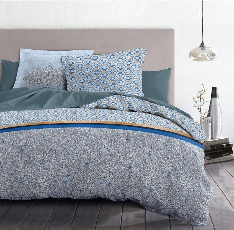 Dekbedovertrek 3-delig 100% katoen 57 draden cm² voor tweepersoonsbed 220 x 240 cm blauw