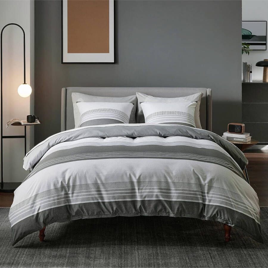 Dekbedovertrek Beddengoed \ beddengoedset Bed Linen Sets Grey 200 x 200 Microfibre with 2 Pillowcases 80x80 cm