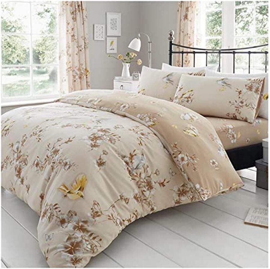 Dekbedovertrek BIRDIE BLOSSOM – Luxe Bed Set met Kussensloop Natuurlijk Polyester-Katoen King Size