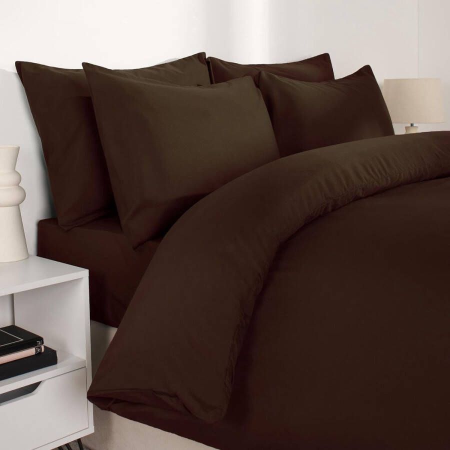 Dekbedovertrek eenpersoonsbed microvezel dekbedovertrek beddengoedset voor eenpersoonsbed luxe super zacht comfortabel bedset hoezen met kussensloop chocolade 135cm x 200cm Kussensloop: 50cm x 75cm