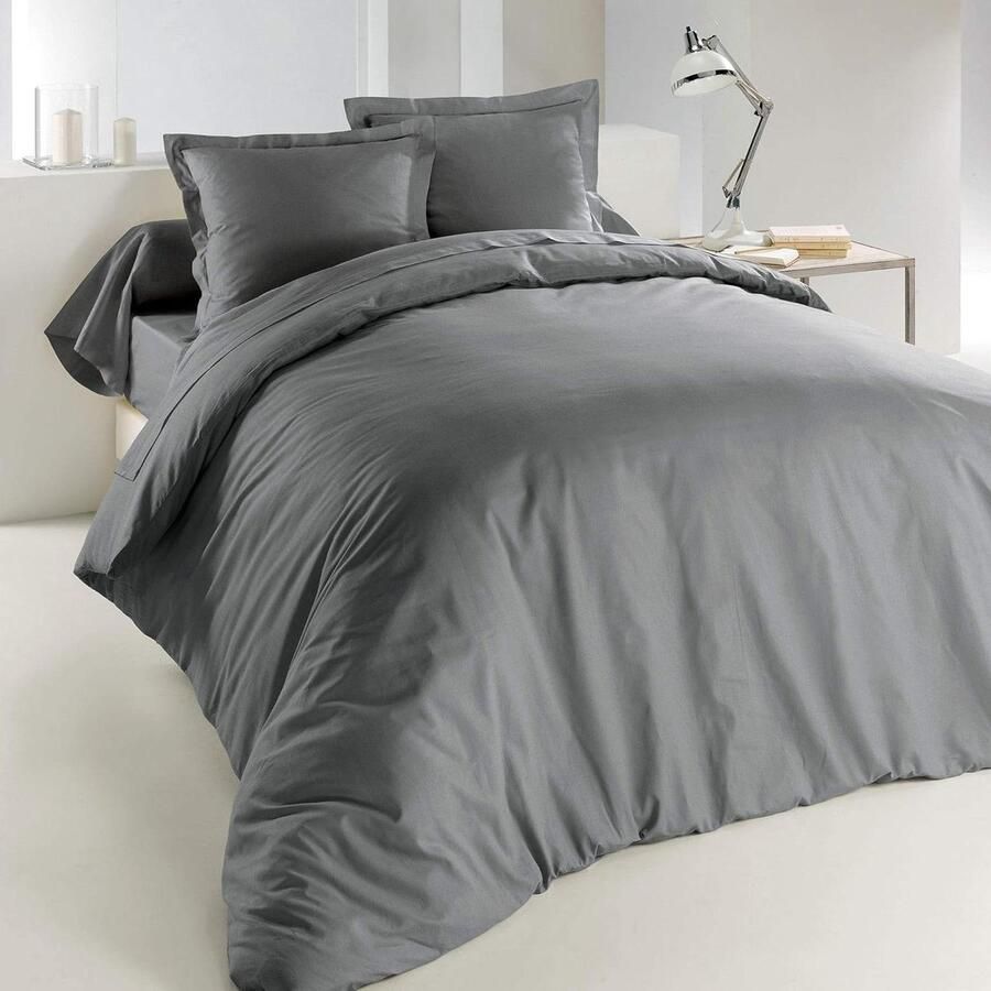 Lina dekbedovertrek tweepersoonsbed katoen grijs 260 x 240 cm hoogwaardig textielbewerkingsmerk zachte stof duurzaam en comfortabel dekbedovertrek 240 x 220 katoenen