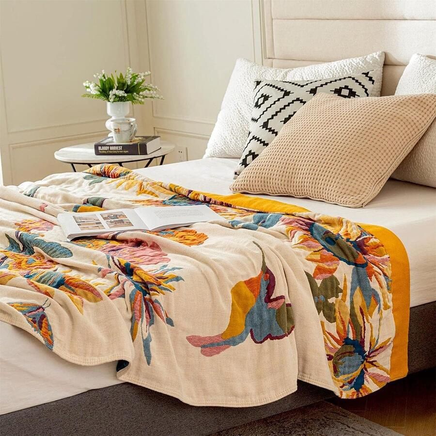 Deken boho sprei katoen dekbed 150 x 200 dubbelzijdig knuffeldeken bedsprei picknickdeken campingdeken dekbed bankdeken beddengoed boho-deken voor bed - Foto 2