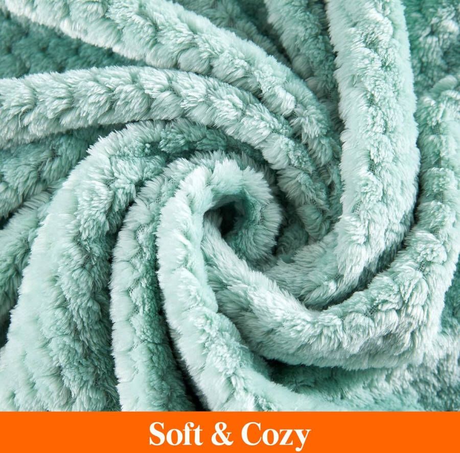 Deken dubbele maat wafeldeken voor bank outdoor reizen zachte pluizige gezellige microvezel fleece deken voor het hele seizoen mintgroen 150 x 200 cm