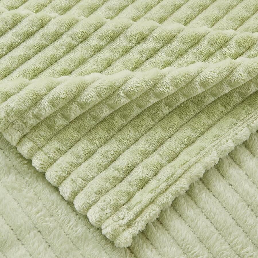 Deken fleece deken zacht pluche warme en gezellige deken dubbellaags 3D-touch-ervaring perfect voor bed bank en bank stoel (avocado groen 152 4 x 203 2 cm)
