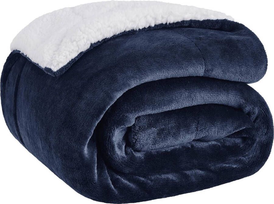 Deken fleece microvezel voor bed en bank Donkerblauw 150x200cm super zachte donzige deken voor woonkamer en slaapkamer