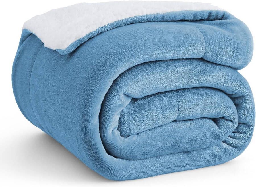 Deken fleece microvezel voor bed en bank Lichtblauw 150x200cm super zachte donzige deken voor woonkamer en slaapkamer