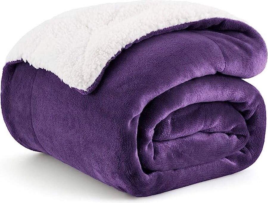 Deken fleece microvezel voor bed en bank Purper 150x200cm super zachte donzige deken voor woonkamer en slaapkamer