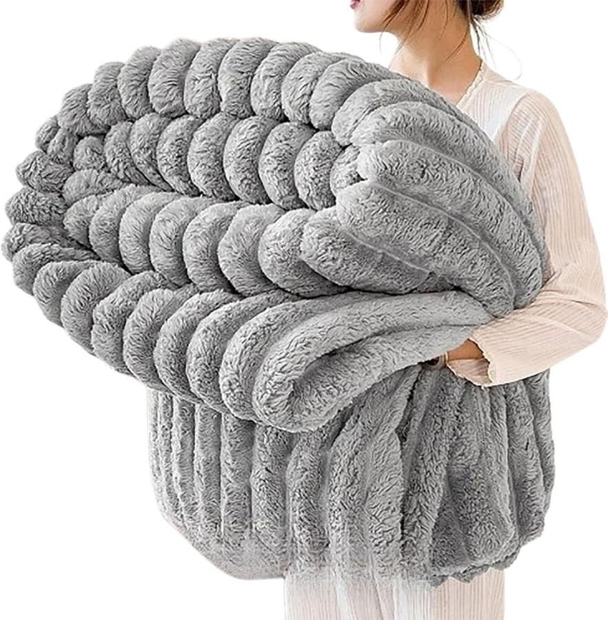 Deken Grote deken Superzachte en warme deken voor op de bank Perfect voor de winter Lichtgrijs Extra groot 2 3 x 2 5 m