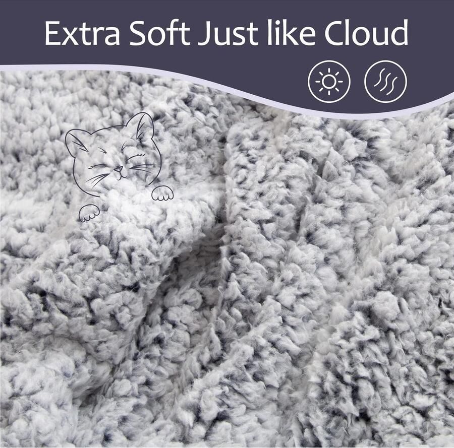 Bastix Deken knuffeldeken dik en elegant bankdeken dubbel gezicht extra zacht warm gezellig omkeerbare pluizige deken voor bank en bed (marineblauw 228 x 228 cm) - Foto 2