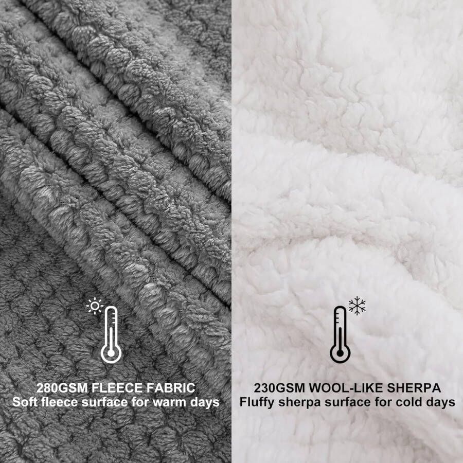 Deken korrelig Sherpa knuffeldeken pluizige woondeken dubbele wollen deken flanel lam deken zachte sprei bedsprei voor bank woonkamer 150 x 200 cm donkergrijs