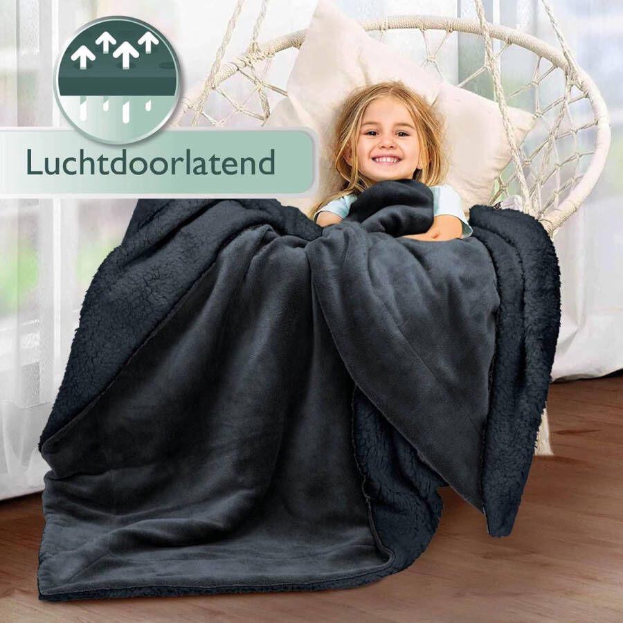 Deken Plaid 150x200cm XL Sofa Deken Dik Winter Deken Fluffy Plaid Bank Deken Fleece Plaid Warm Deken met Schapenvacht Uitstraling